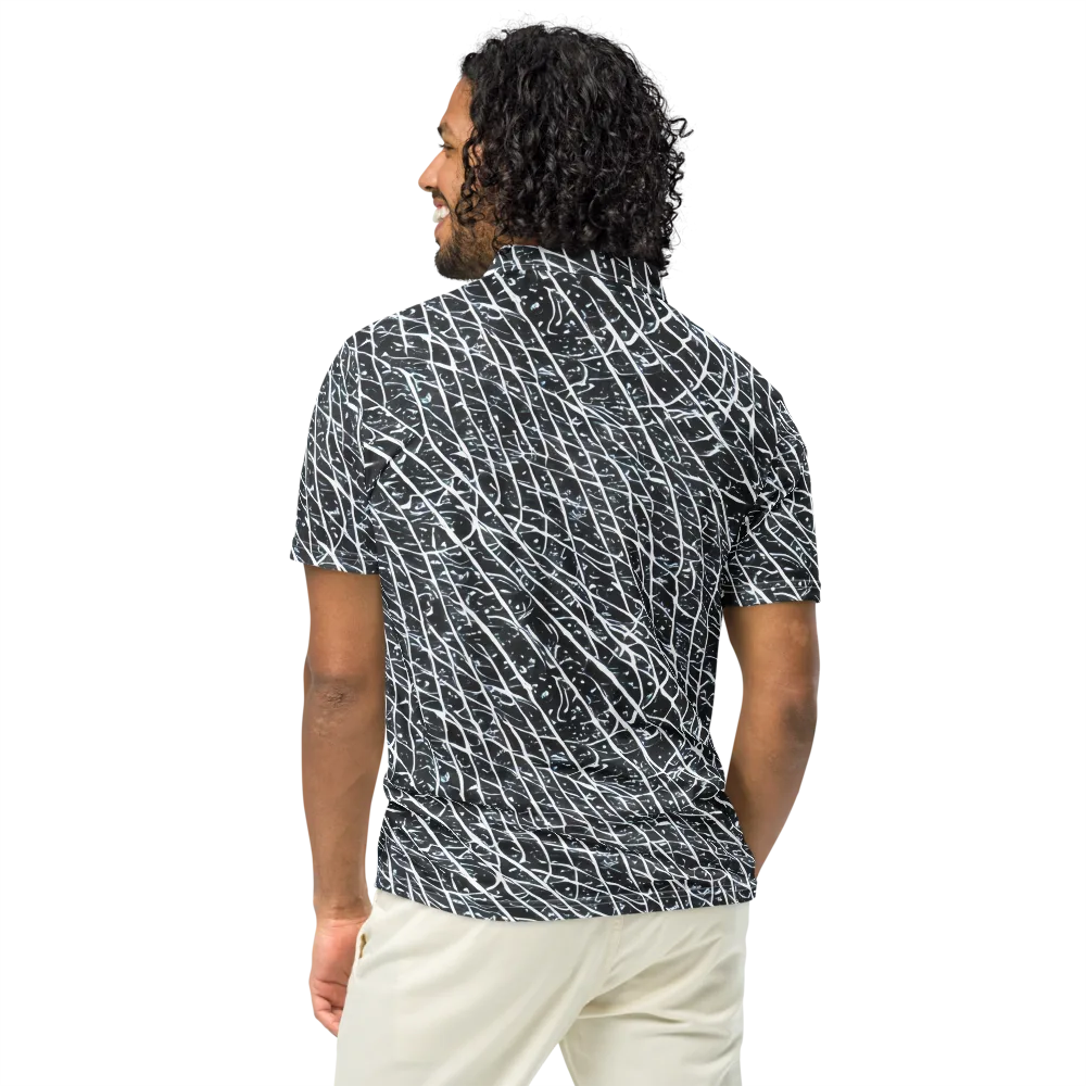 Midnight Lattice on Men's Slim Fit Polo Shirt — Back