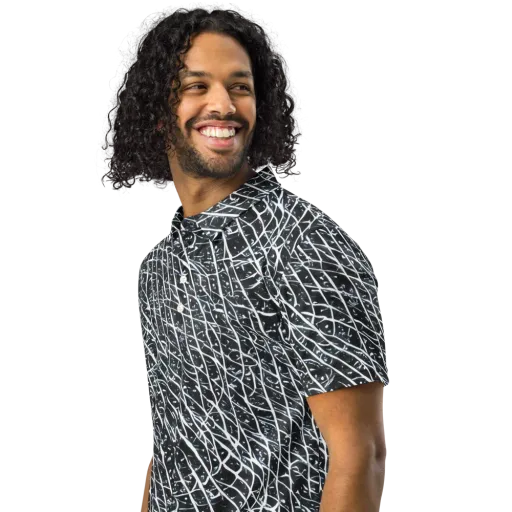 Midnight Lattice on a Men's Slim Fit Polo Shirt