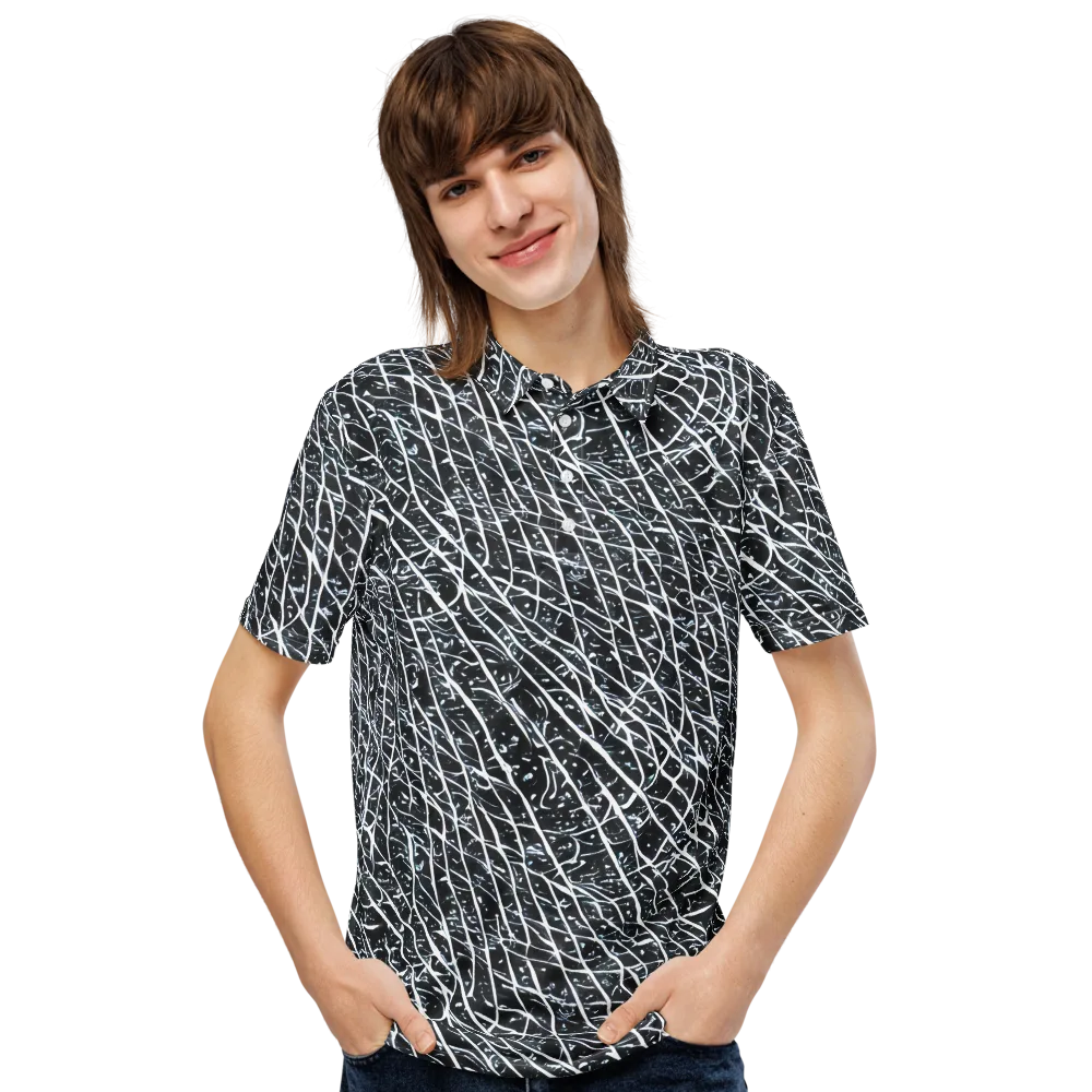 Midnight Lattice on Men's Slim Fit Polo Shirt — Front