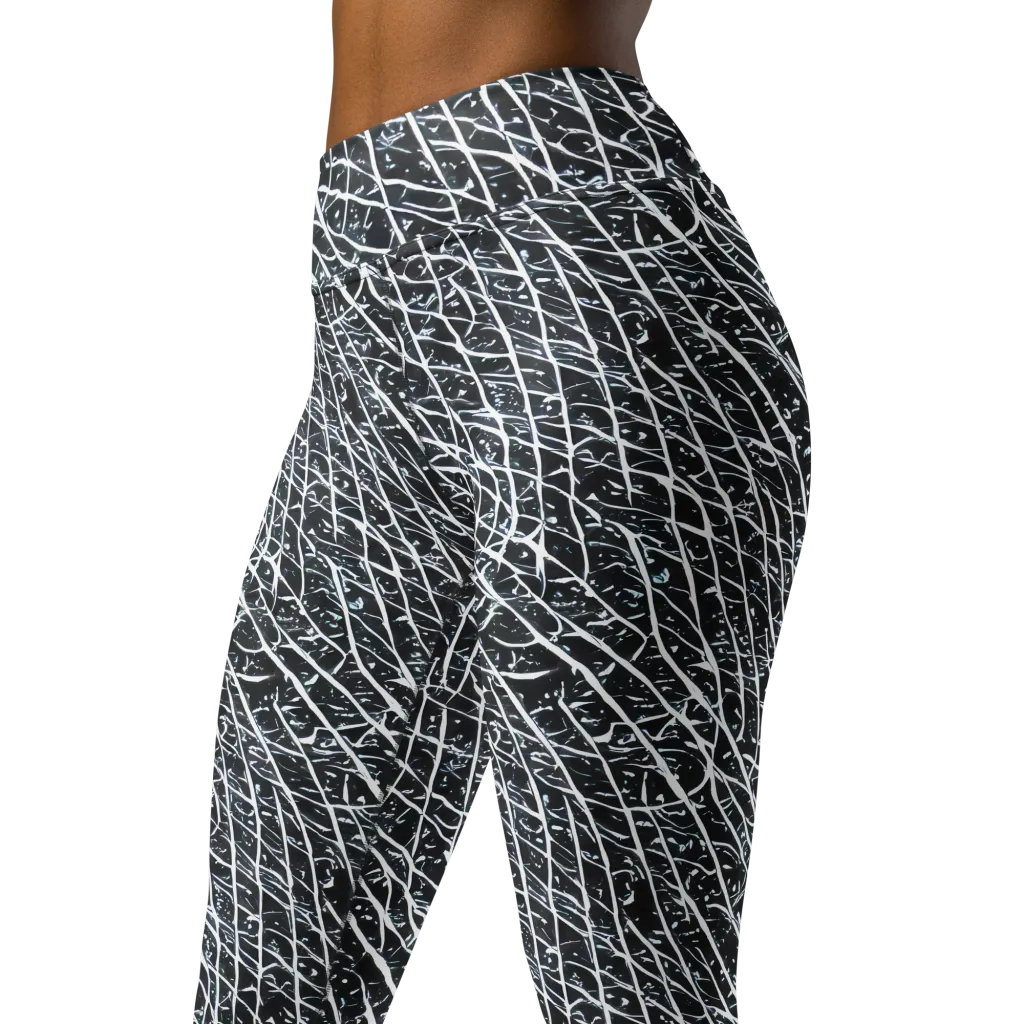 Midnight Lattice on Yoga Leggings — Left Front