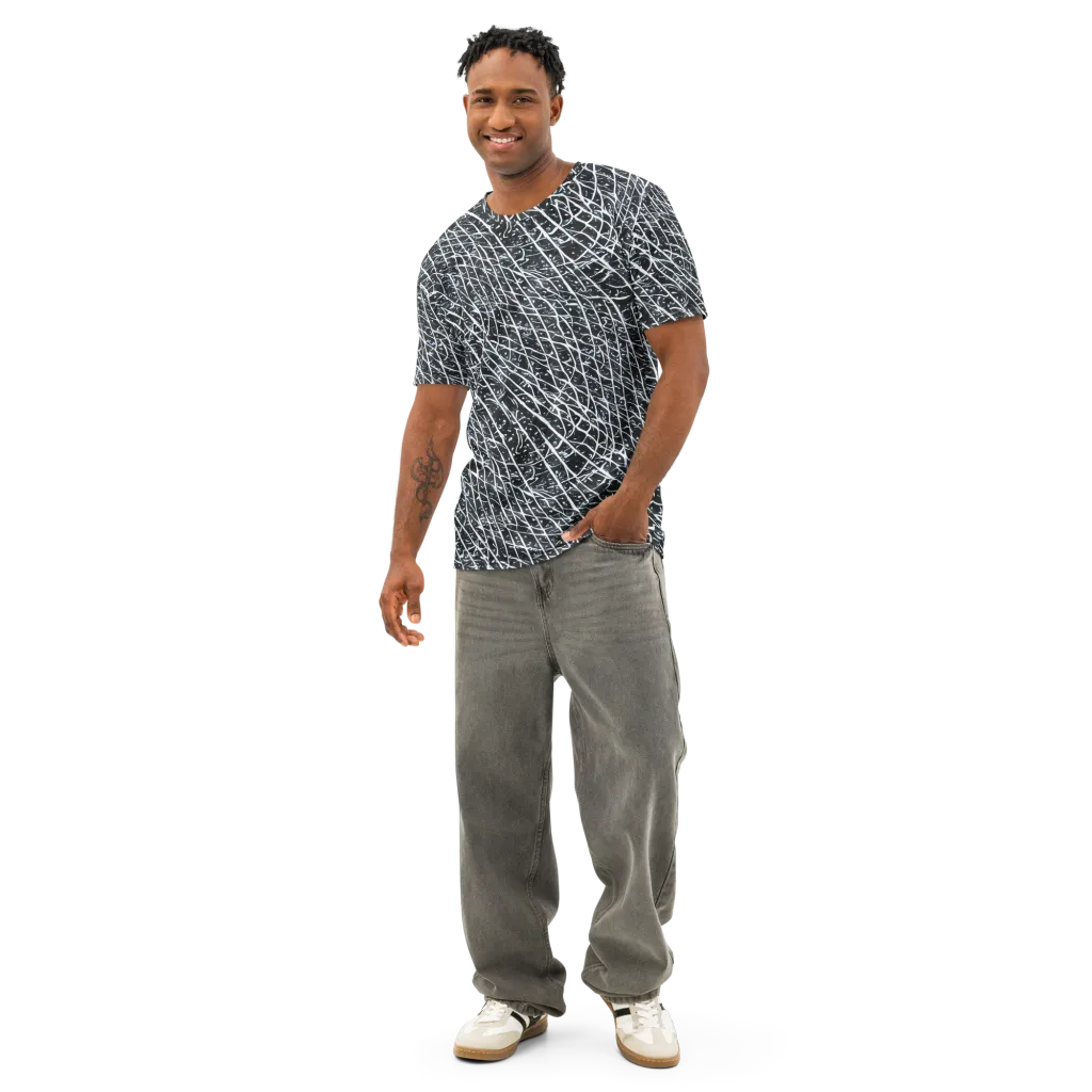 Midnight Lattice on Men's Cotton Crew Neck T-Shirt — Front