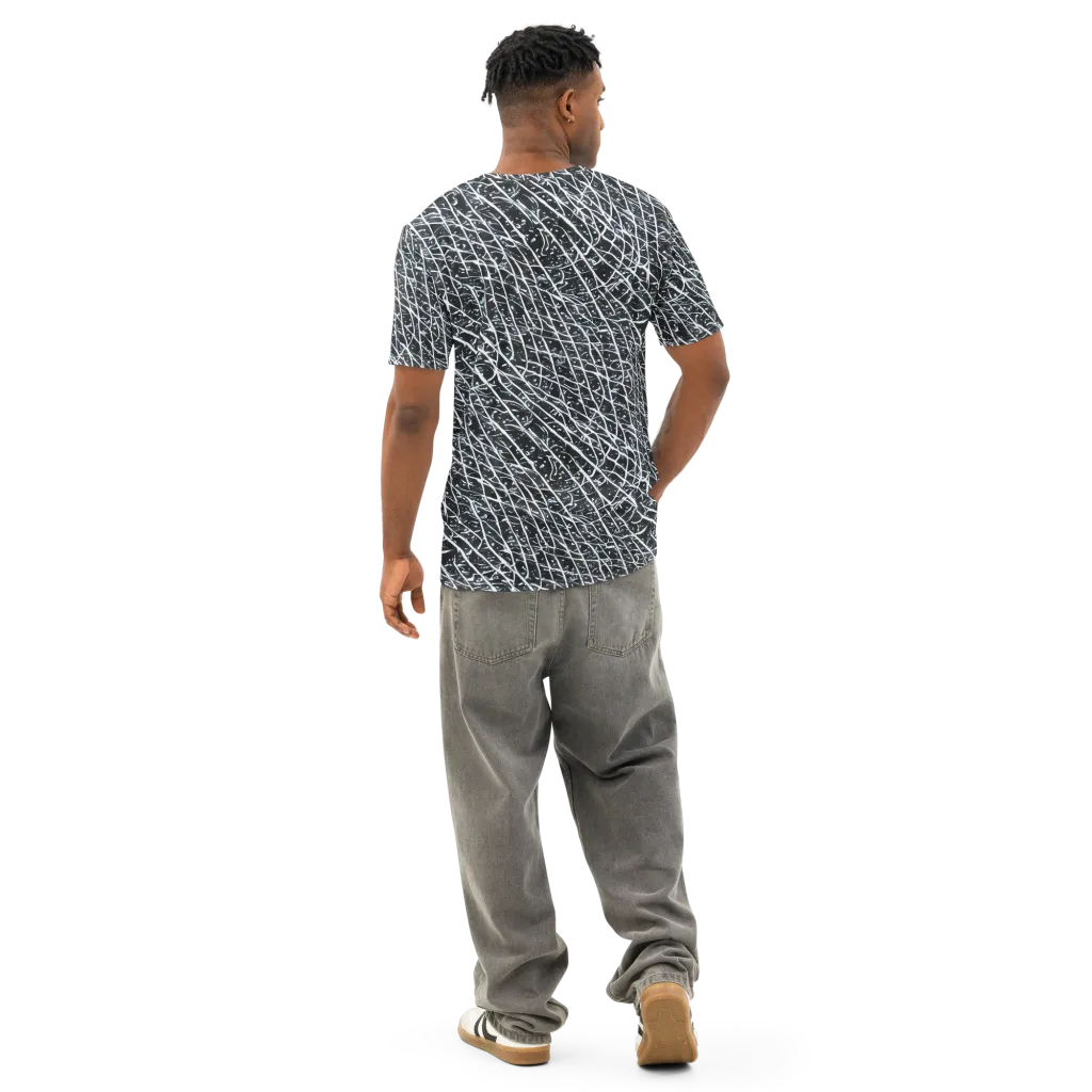 Midnight Lattice on Men's Cotton Crew Neck T-Shirt — Back
