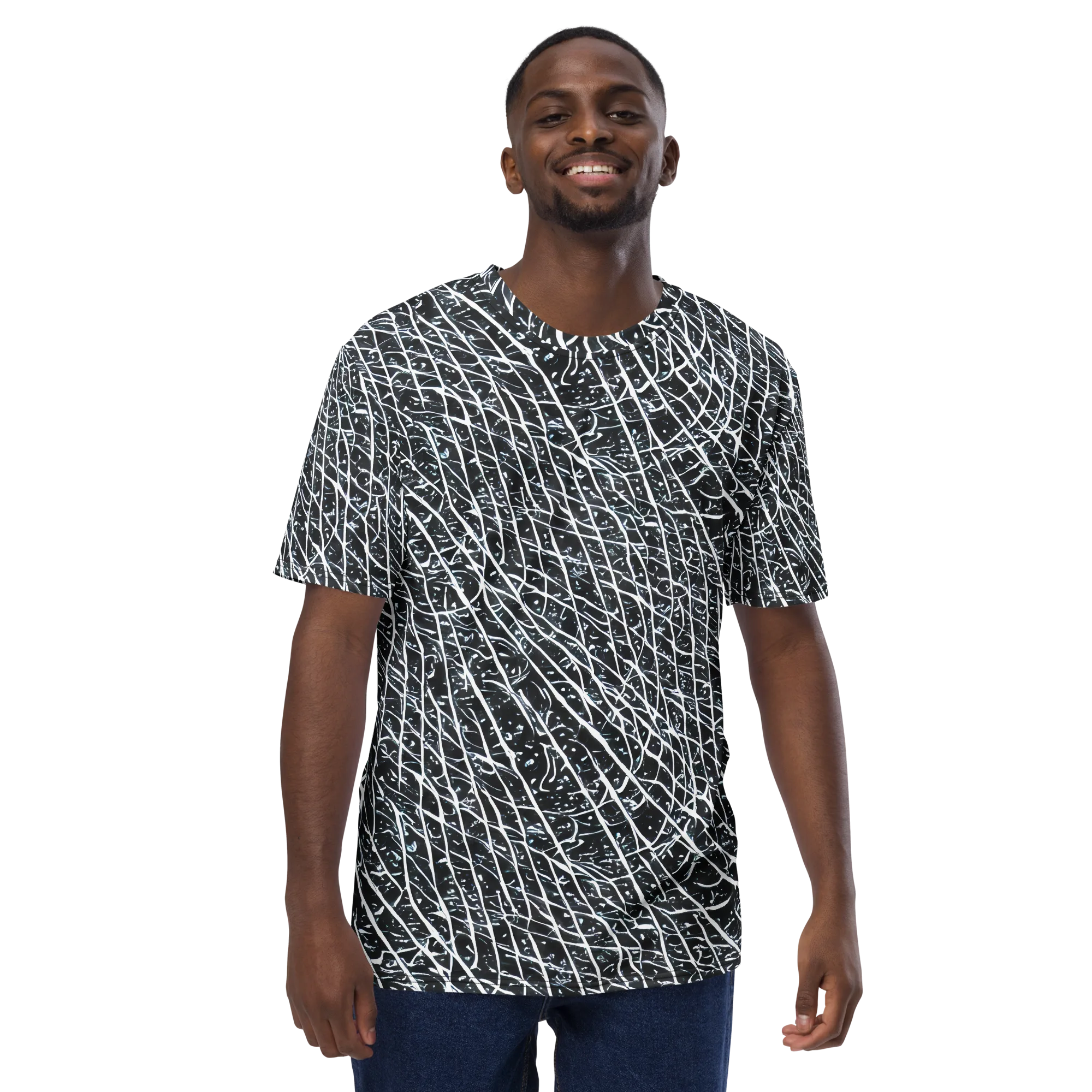 Midnight Lattice on Men's Crew Neck T-Shirt — Front