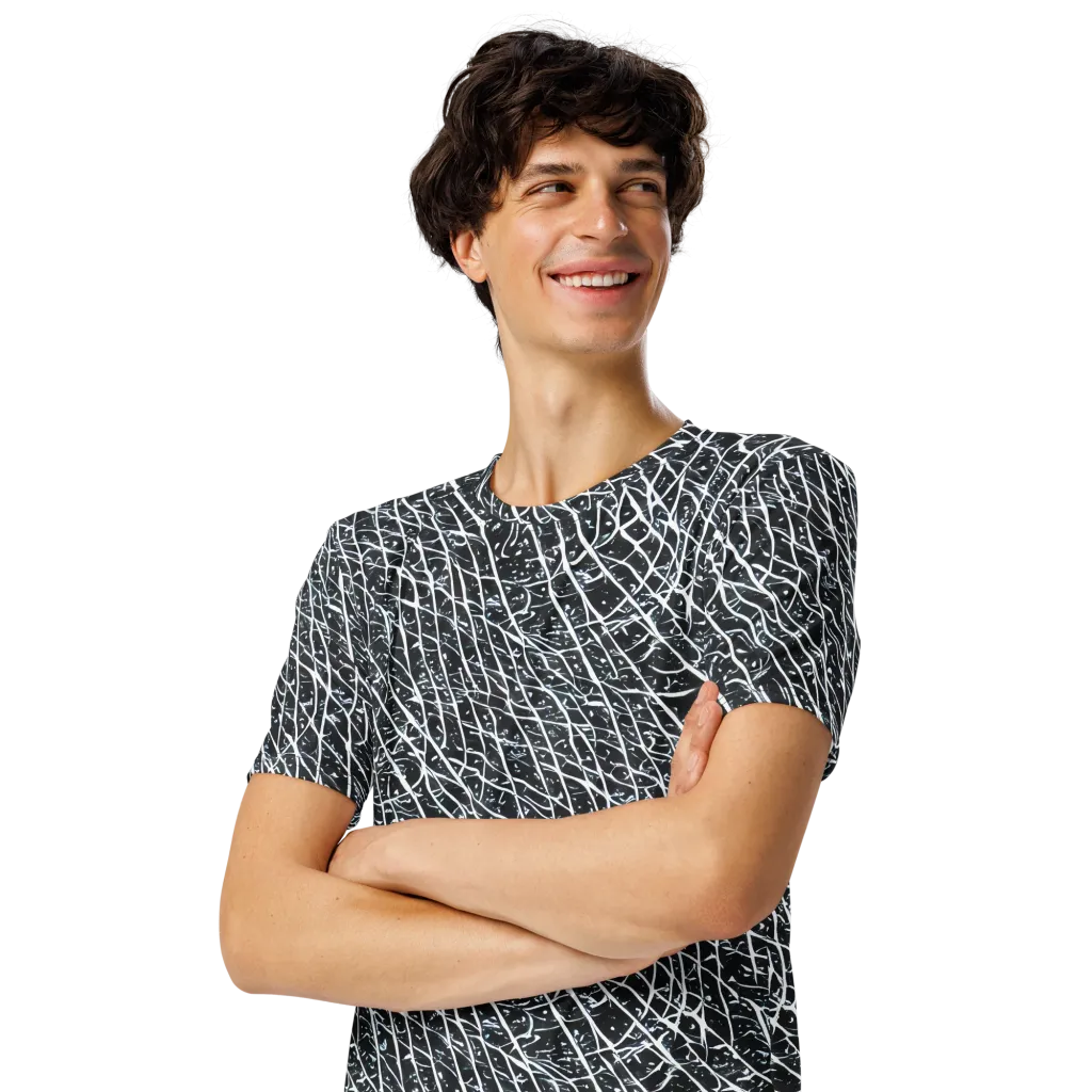 Midnight Lattice on Men's Crew Neck T-Shirt — Left Front