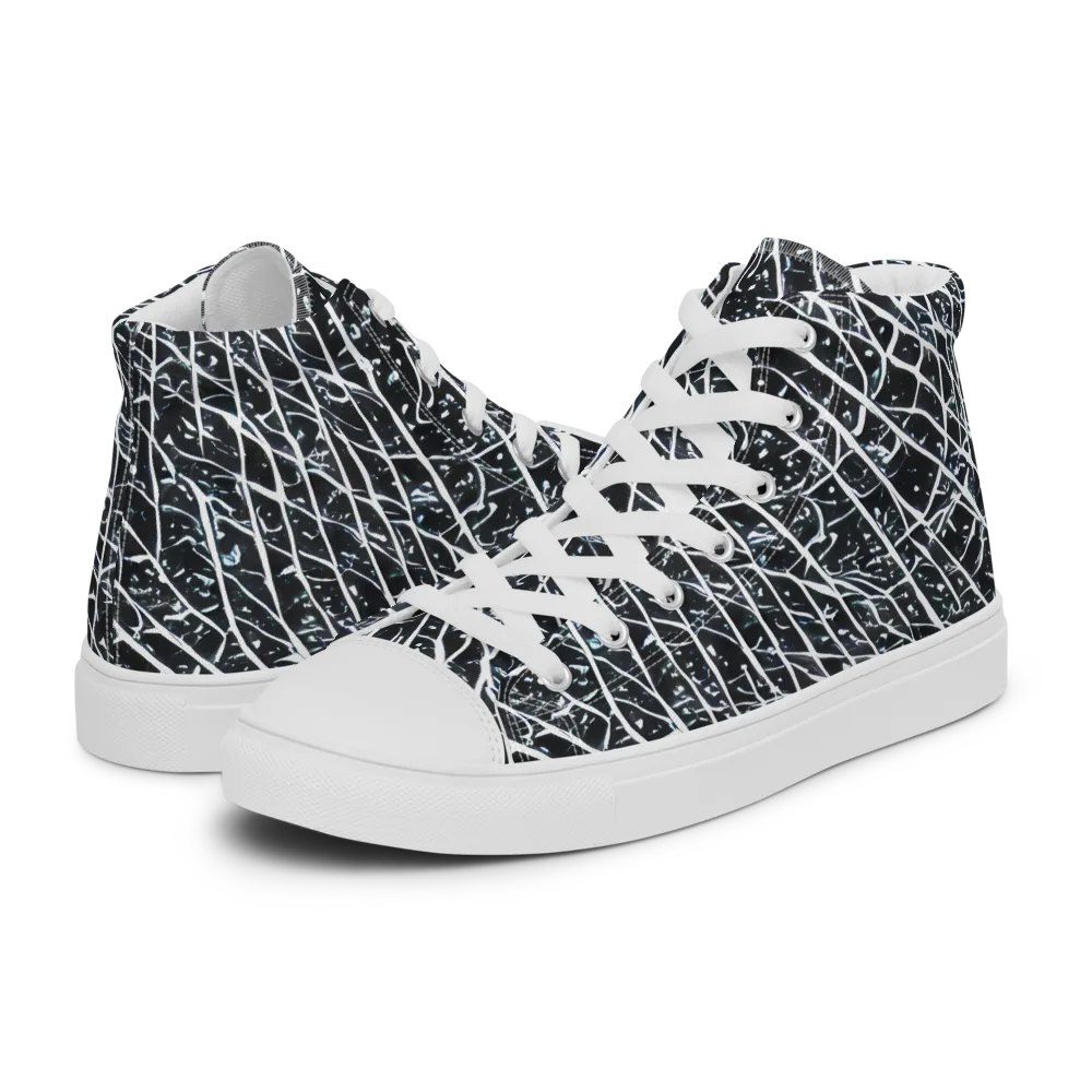 Midnight Lattice on Men's High Top Canvas Shoes — Left
