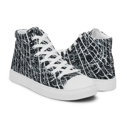 Midnight Lattice on a Men's High Top Canvas Shoes