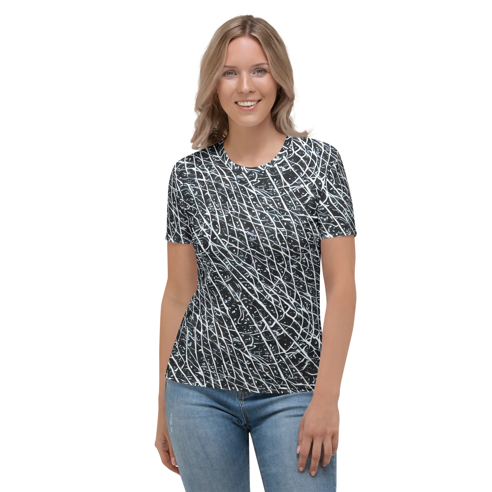 Midnight Lattice on Women's Crew Neck T-Shirt — Front