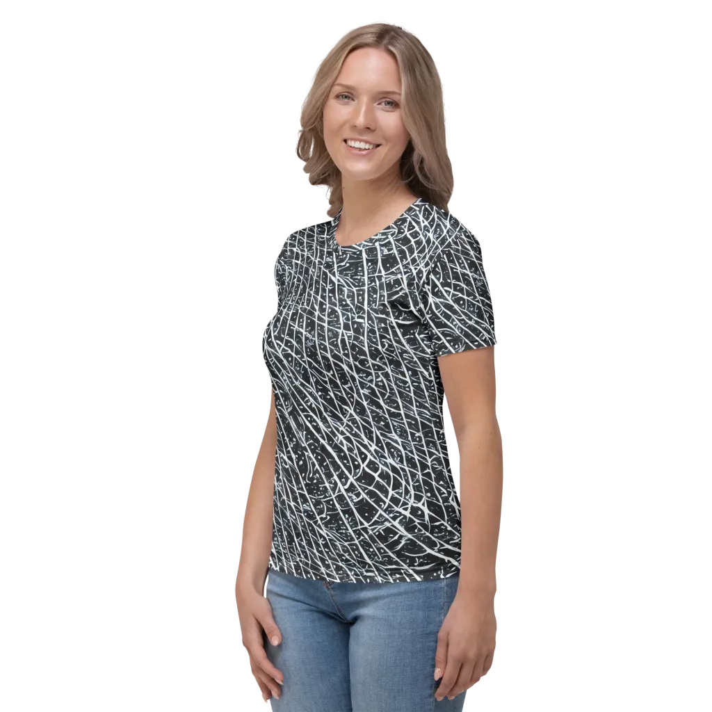 Midnight Lattice on Women's Crew Neck T-Shirt — Left