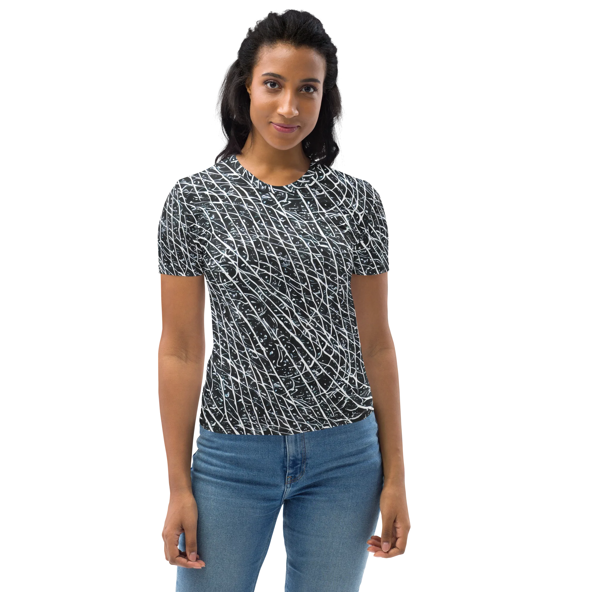 Midnight Lattice on Women's Crew Neck T-Shirt — Front
