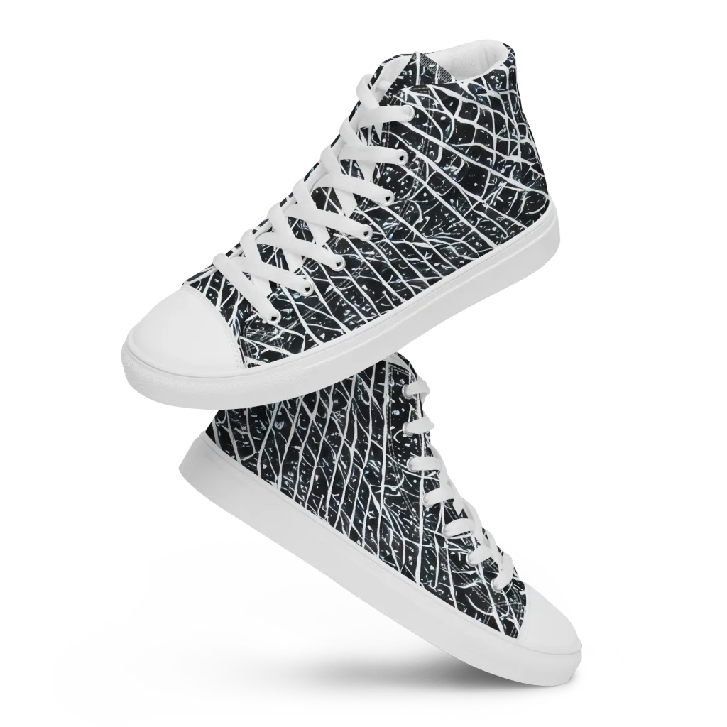 Midnight Lattice on Women's High Top Canvas Shoes — Front