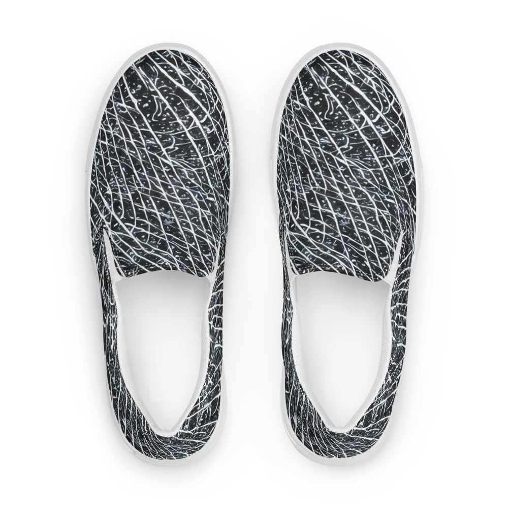 Midnight Lattice on Men's Slip-On Canvas Shoes — Front