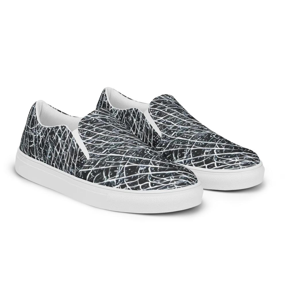 Midnight Lattice on Men's Slip-On Canvas Shoes — Right Front