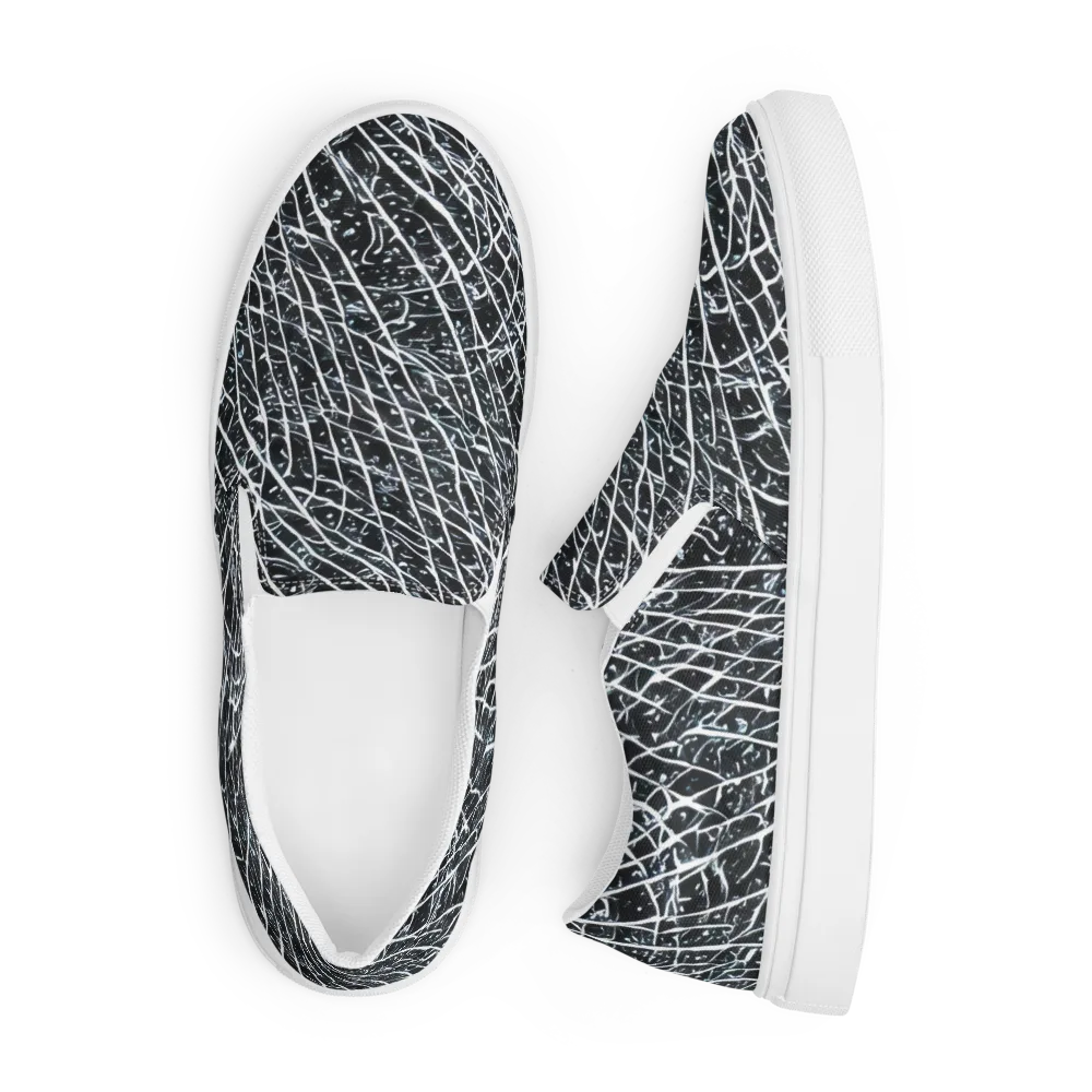 Midnight Lattice on Men's Slip-On Canvas Shoes — Front