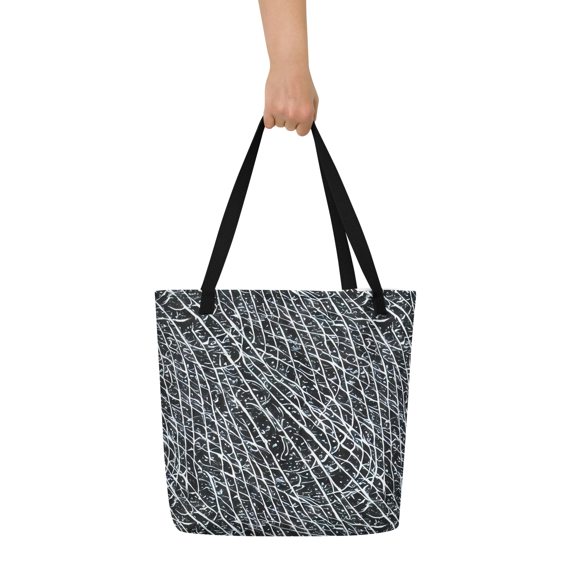 Midnight Lattice on Large Tote Bag W/ Pocket — Front