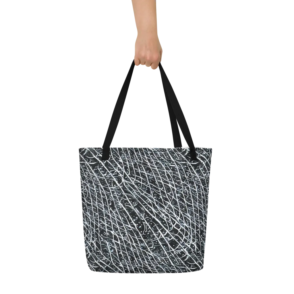 Midnight Lattice on Large Tote Bag W/ Pocket — Front