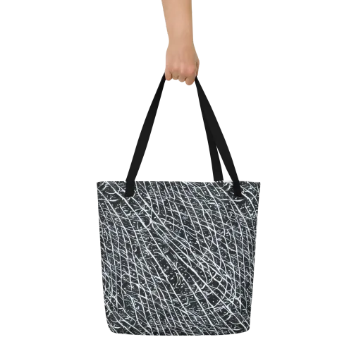Midnight Lattice on a Large Tote Bag W/ Pocket