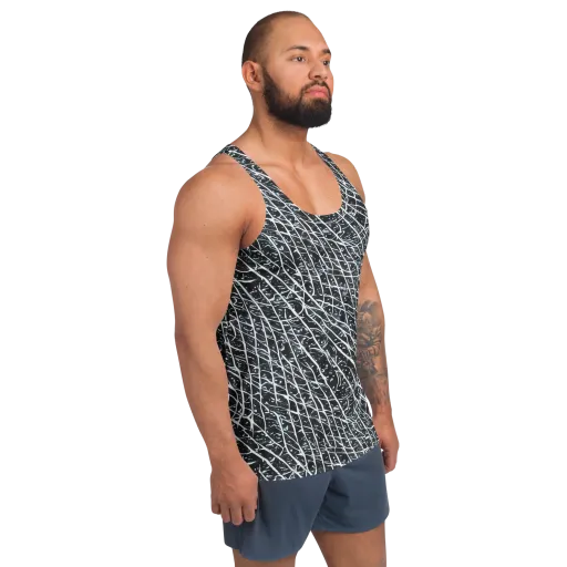 Midnight Lattice on a Men's Tank Top