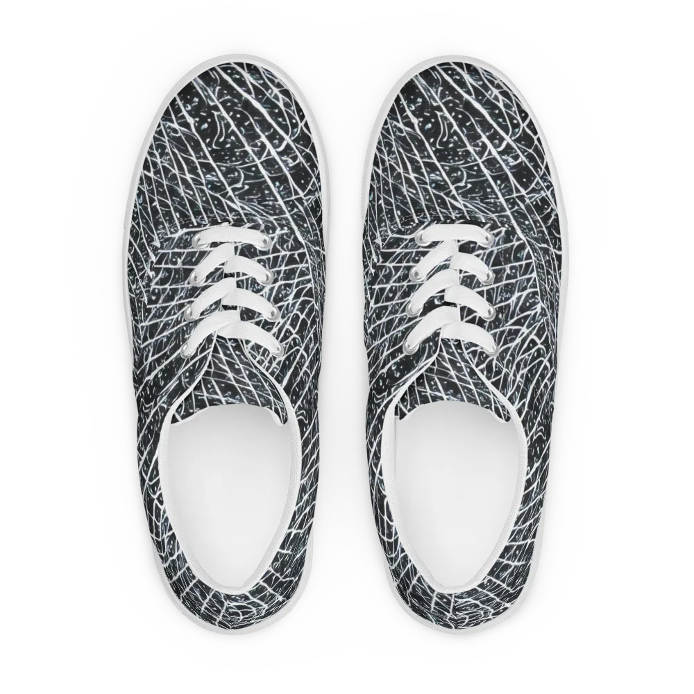 Midnight Lattice on Men's Lace-Up Canvas Shoes — Front