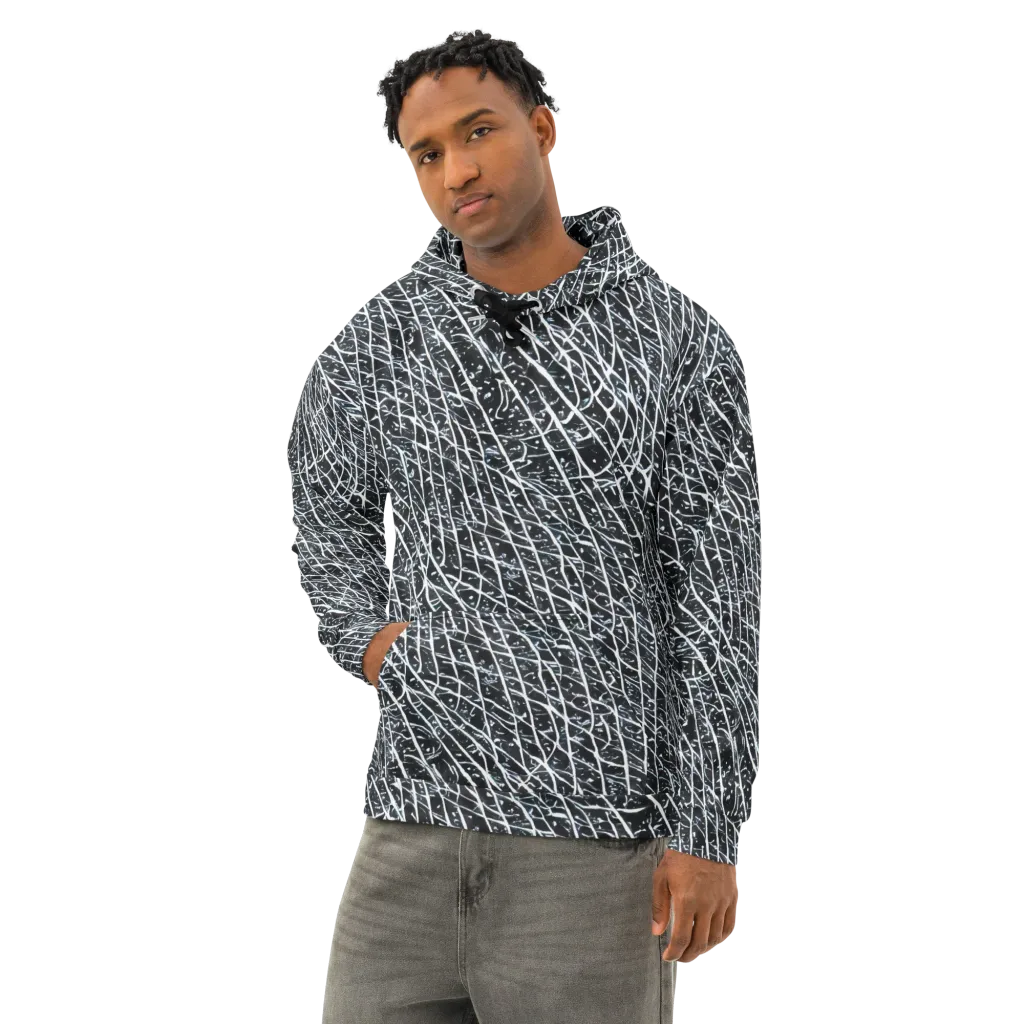 Midnight Lattice on Cotton Hoodie — Left Front