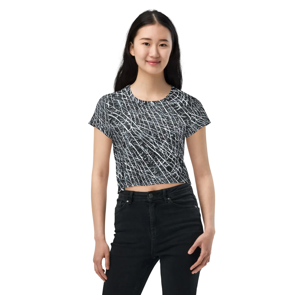 Midnight Lattice on Crop Tee — Front