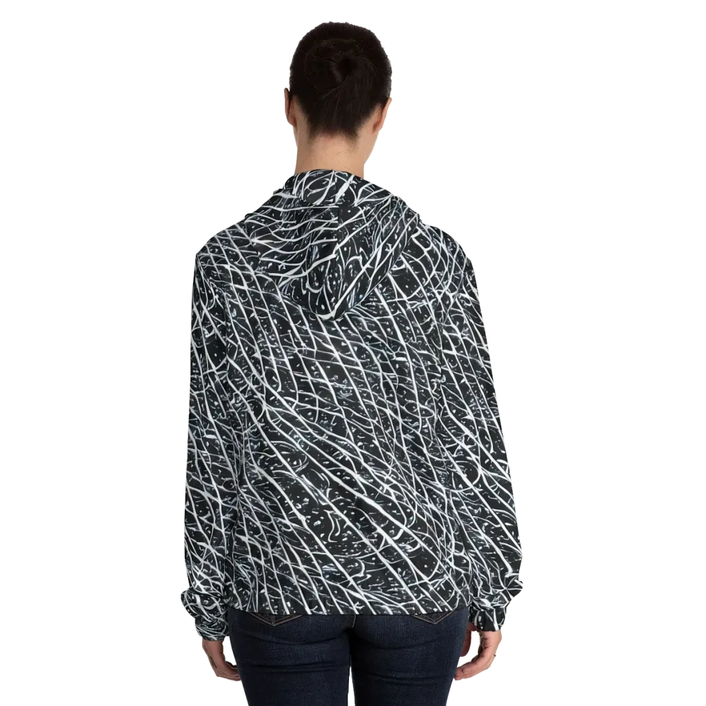 Midnight Lattice on Women's Full-Zip Hoodie — Back On Person