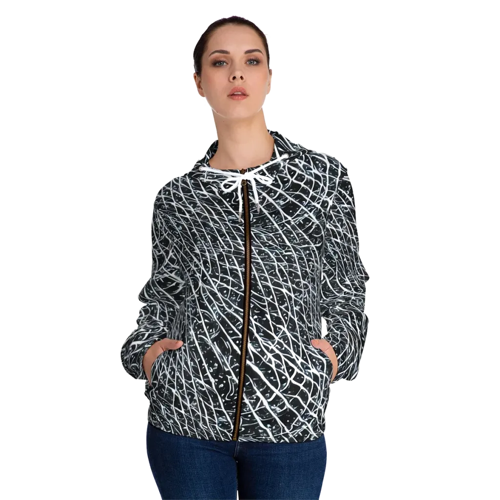 Midnight Lattice on Women's Full-Zip Hoodie — Front On Person