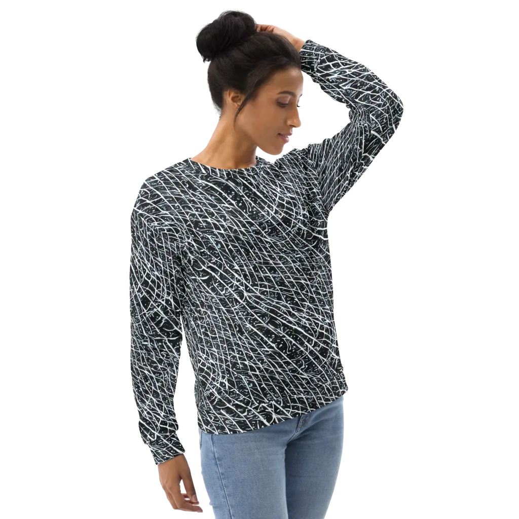 Midnight Lattice on Sweatshirt — Right Front