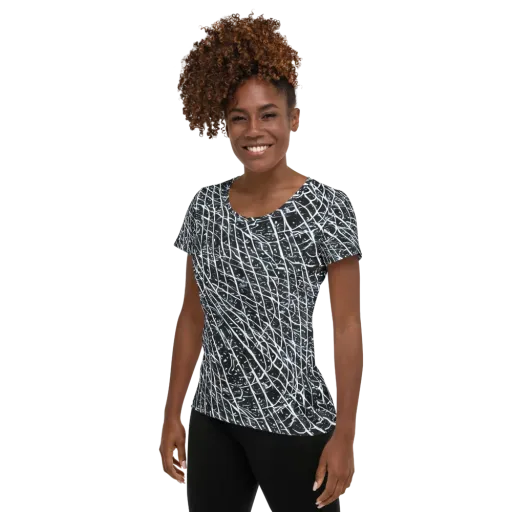 Midnight Lattice on a Women's Athletic T-Shirt