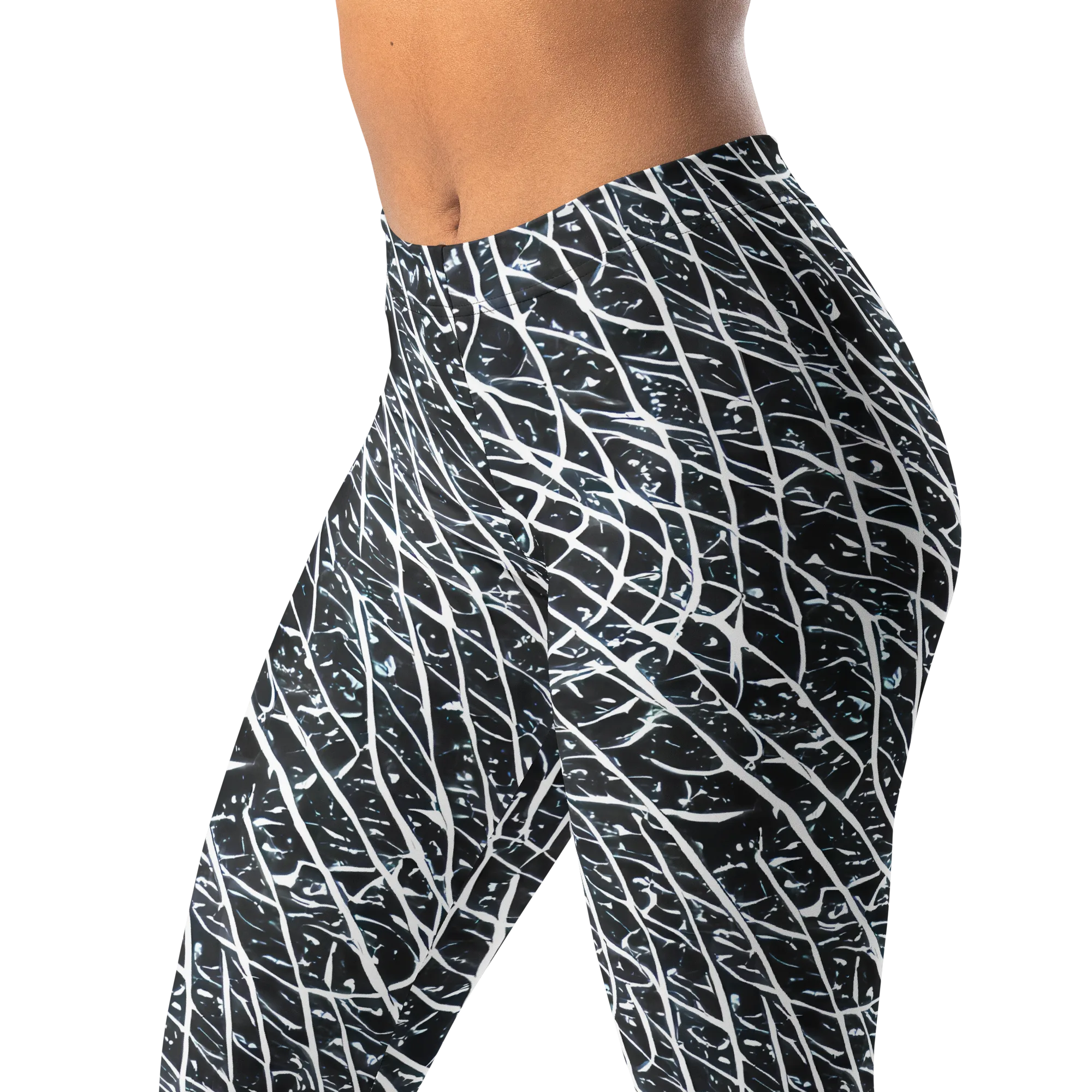 Midnight Lattice on Leggings — Left Front