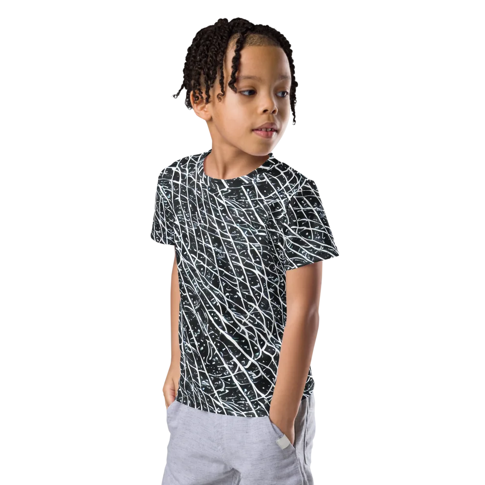 Midnight Lattice on Kids Crew Neck T-Shirt — Left Front