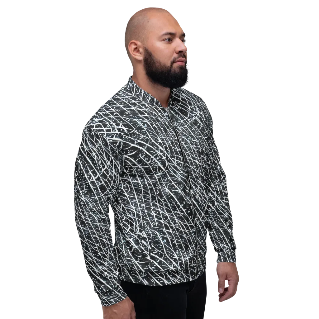 Midnight Lattice on Bomber Jacket — Right