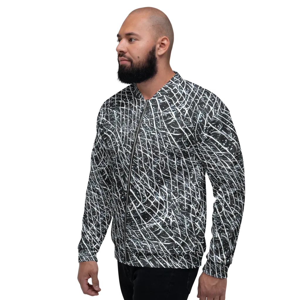 Midnight Lattice on Bomber Jacket — Left
