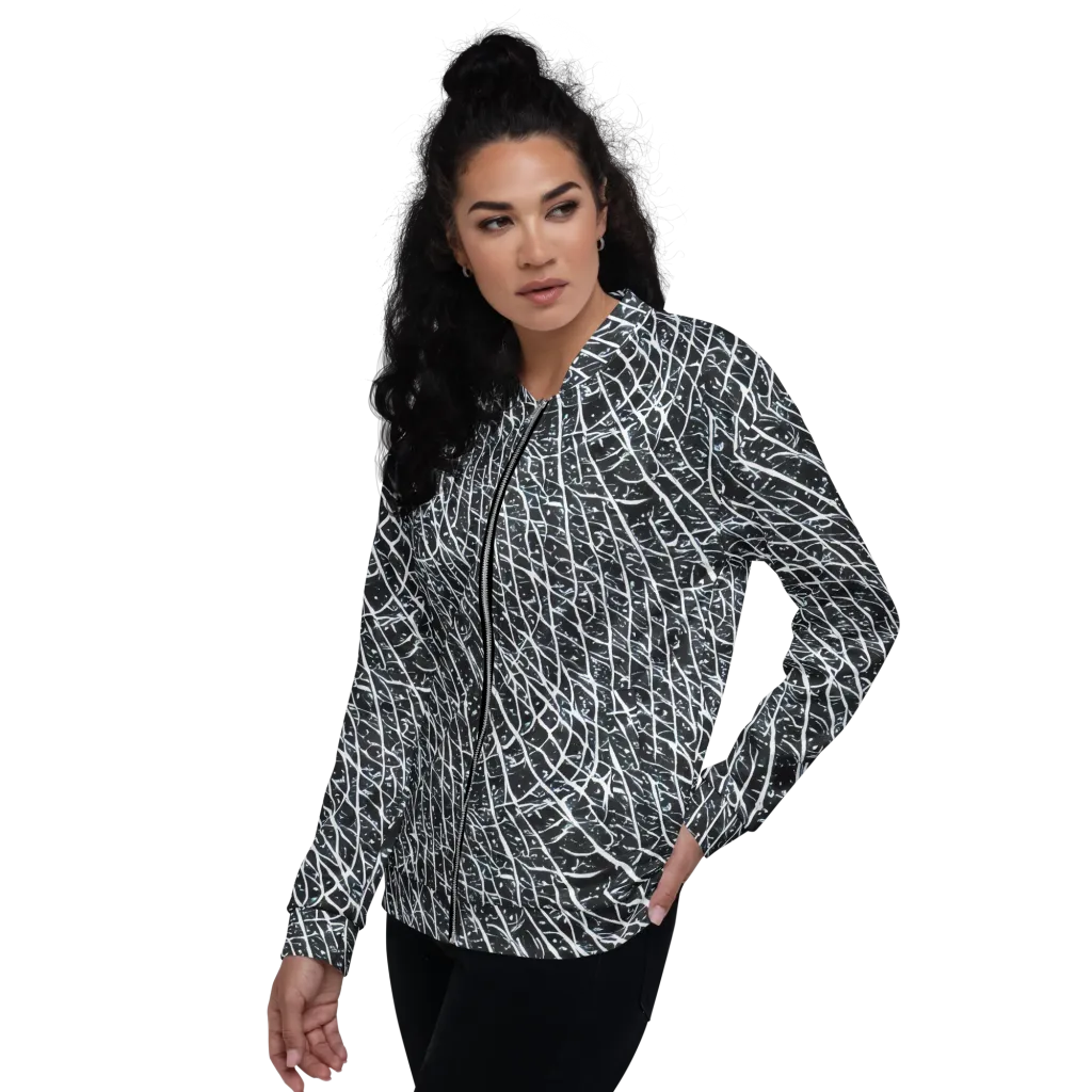 Midnight Lattice on Bomber Jacket — Left