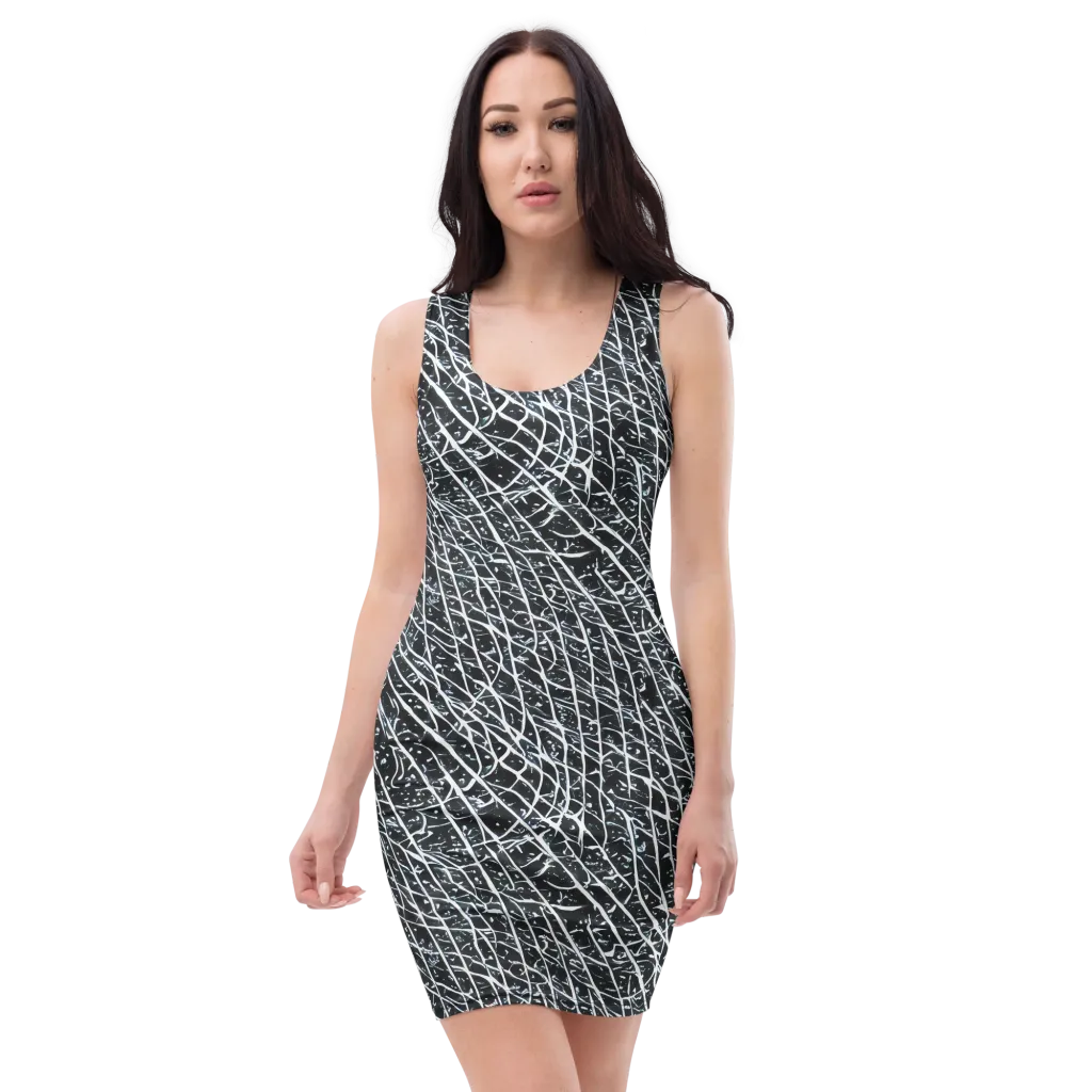 Midnight Lattice on Bodycon Dress — Front