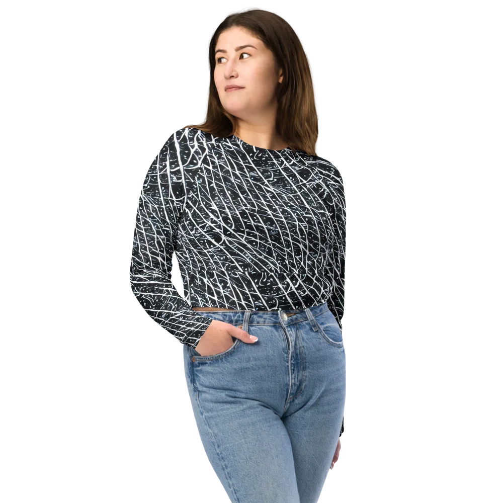 Midnight Lattice on Long Sleeve Crop Top — Front