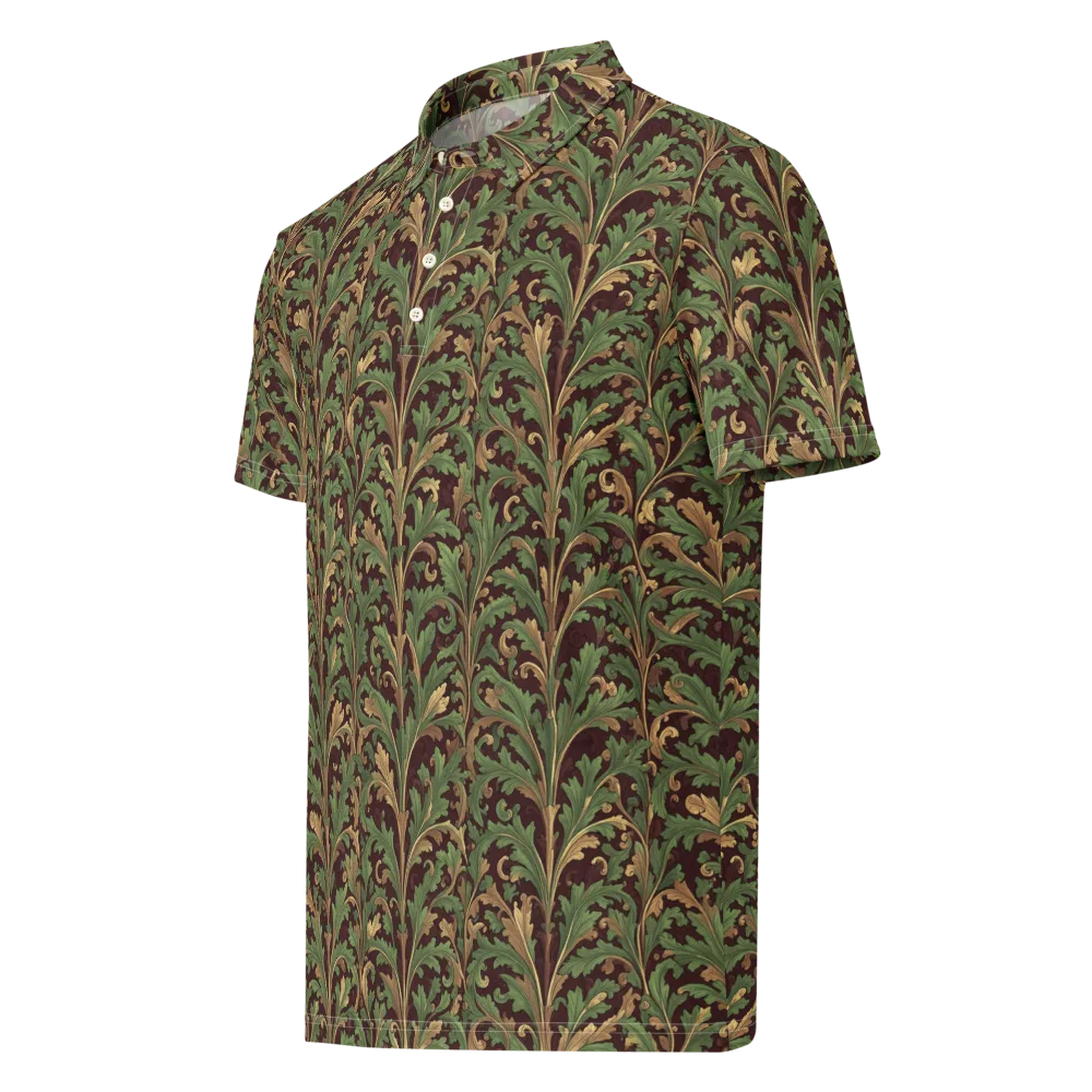 Burgundy Baroque on Men's Slim Fit Polo Shirt — Left Front