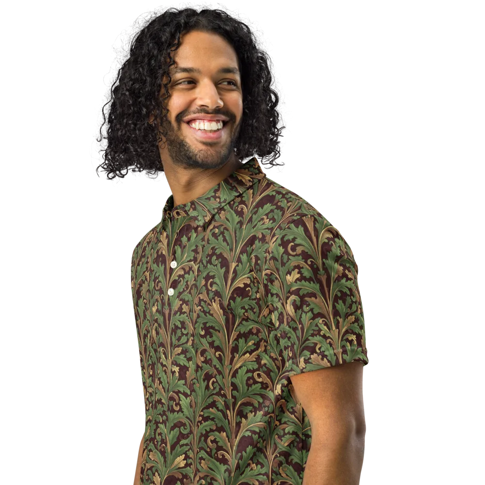Burgundy Baroque on Men's Slim Fit Polo Shirt — Left Front