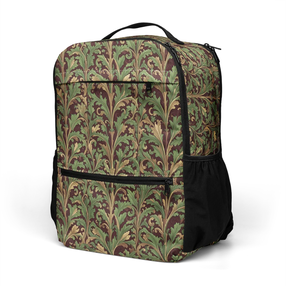 Burgundy Baroque on Utility Backpack — Left Front