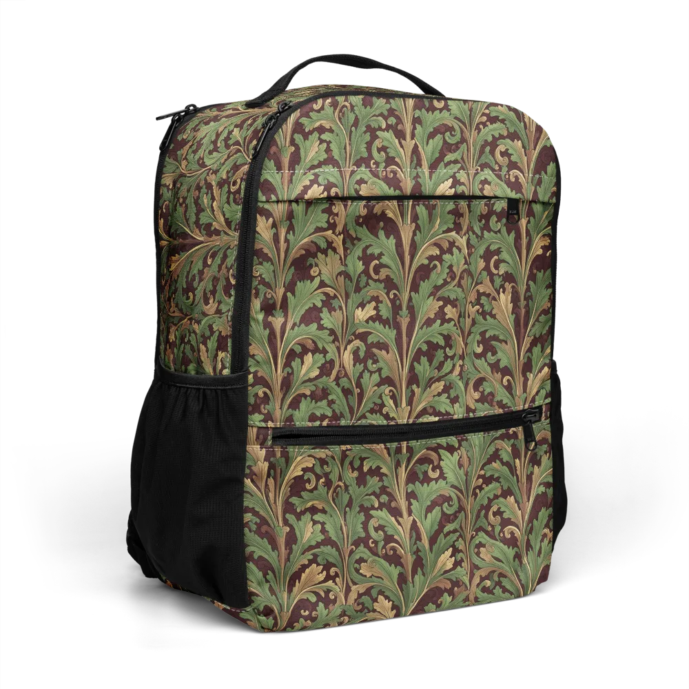Burgundy Baroque on Utility Backpack — Right Front