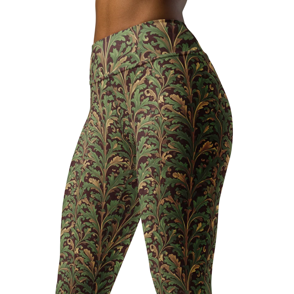 Burgundy Baroque on Yoga Leggings — Left Front