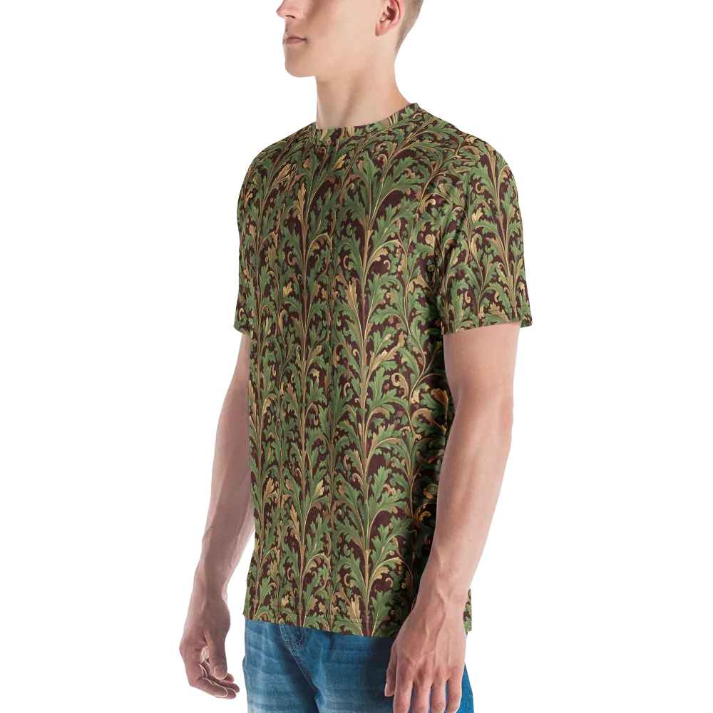 Burgundy Baroque on Men's Crew Neck T-Shirt — Left