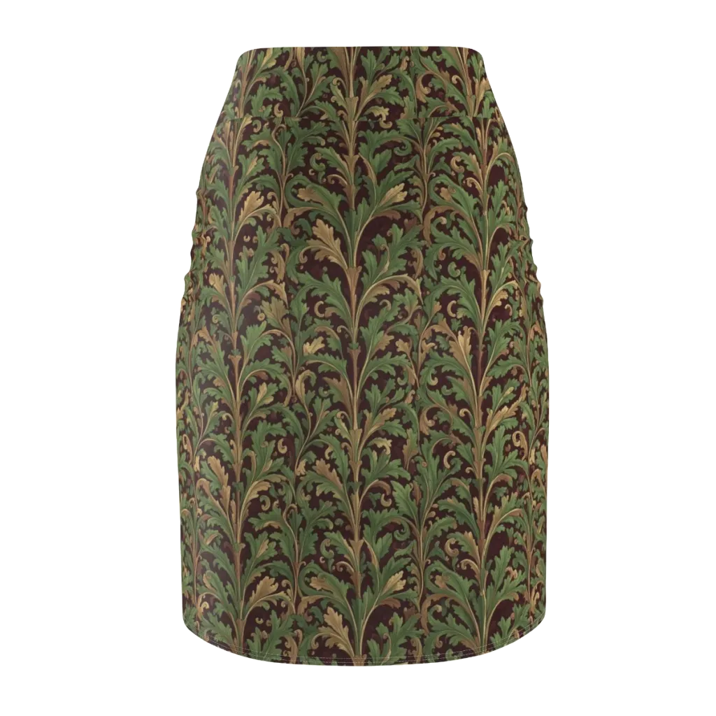 Burgundy Baroque on Pencil Skirt — Back