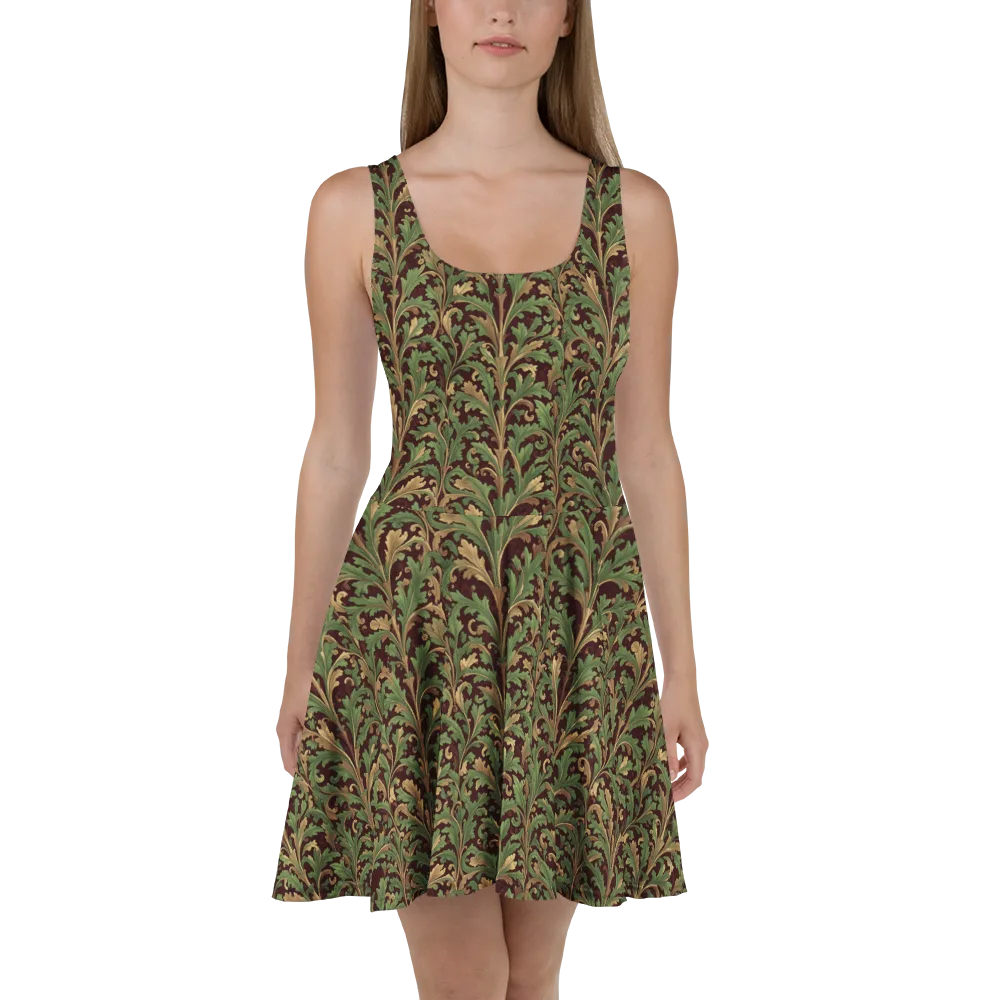Burgundy Baroque on Skater Dress — Front