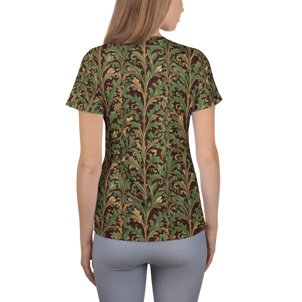 Burgundy Baroque on Women's Athletic T-Shirt — Back