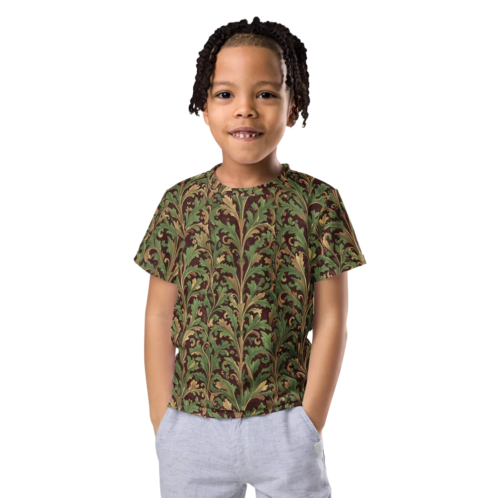 Burgundy Baroque on Kids Crew Neck T-Shirt — Front