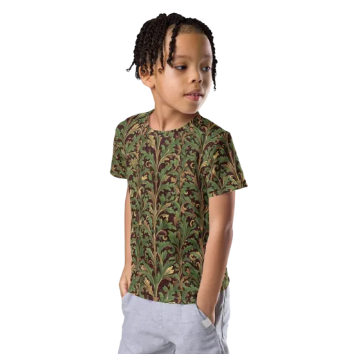 Burgundy Baroque on a Kids Crew Neck T-Shirt