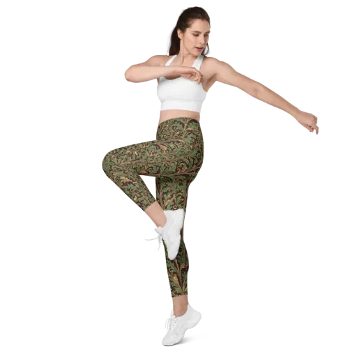 Burgundy Baroque on a Leggings with Pockets