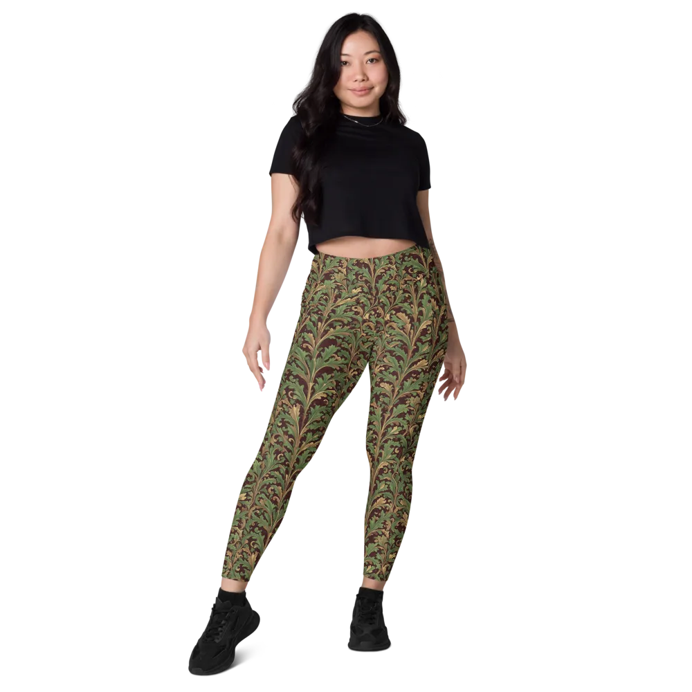 Burgundy Baroque on Leggings with Pockets — Front