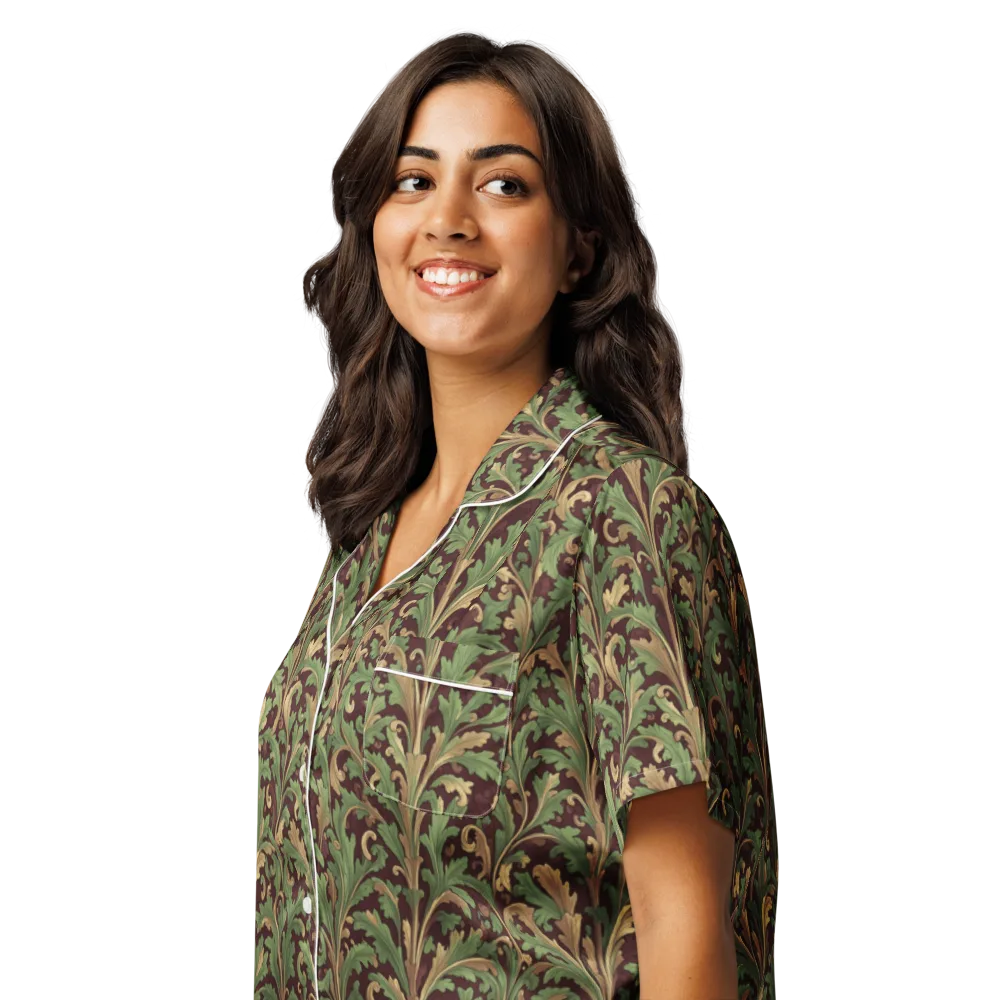 Burgundy Baroque on Women's Short Sleeve Pajama Top — Left Front