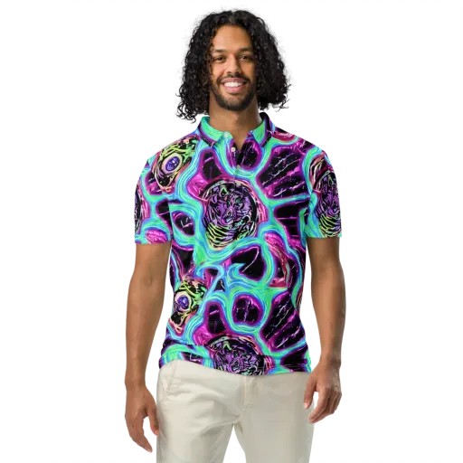 Cosmic Lava on a Men's Slim Fit Polo Shirt